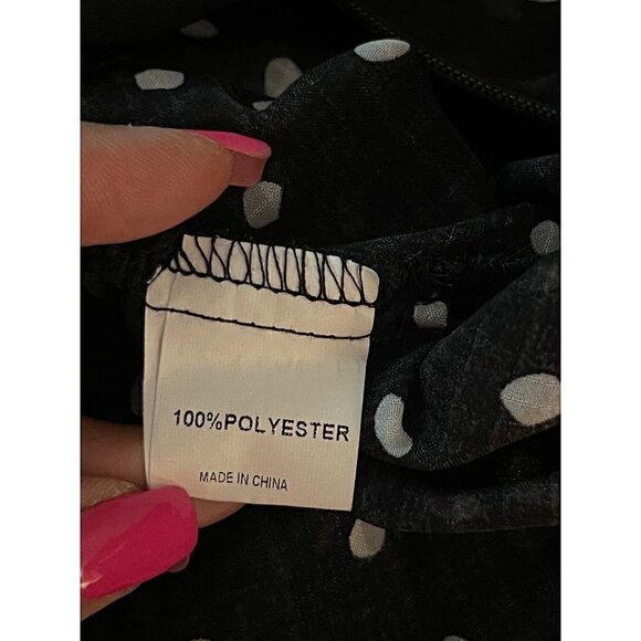 Polka Dot Sheer Long Puffy Sleeves Blouse Size 12 - Picture 9 of 11